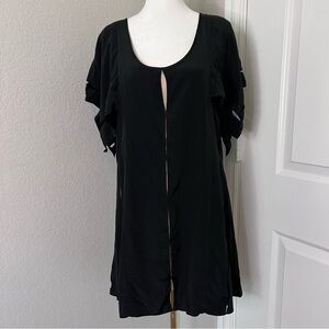 Madison Marcus 100% silk black two tone cut out knee length women’s dress small
